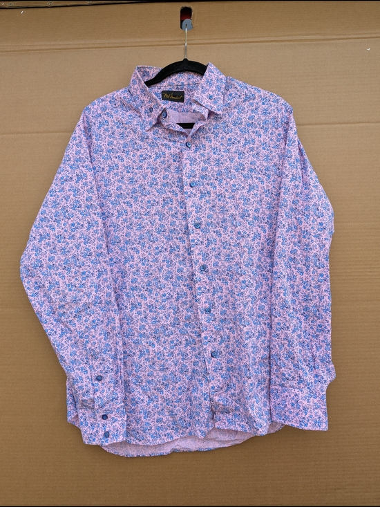Mel Gambert Other - Mel Gambert Custom Pink Blue Floral Dress Shirt Mens Button Down Long Sleeve L